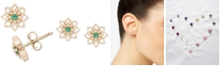 Macy's Emerald Flower Stud Earrings (1/20 ct. t.w.) in 14k Gold